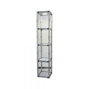 81.1" Square Portable Aluminum Spiral Tower Display Case with Shelves, Top light and Clear Panels