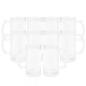 CALCA 24 Pack 16oz Clear Glass Sublimation Blanks Beer Steins Mug with White Patch, Thick Glass Beer Mug Blanks