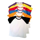 Blank Children´s Raglan Combed Cotton T-Shirt with Colorful Sleeve for Personlized Heat Transfer Printing