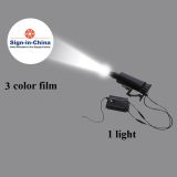 55W LUZ rotativos y estáticos Gobo ajustable publicidad Logo proyector (1 tres colores luz + 1 película)