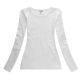 Playera Manga Larga para Mujer de Algodón en Blanco 10pcs/pack