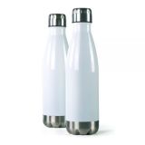 36pcs 500ml / 17oz Bowling-Shaped Vacuum Bottle for Sublimation Printing, Silver with White Patch