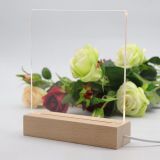 Wooden Led Lamp Base Warm white USB Cable Switch Modern Night Lamp Acrylic 3D Led Night Lamp Assembled Base+Acrylic