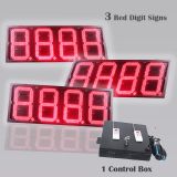 12 Inch Digits - LED Gas Sign Package - 3 Red  8888 Digital Price Gasoline LED SIGNS - Complete Package w/ RF Remote Control