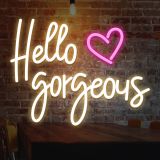 CALCA Warm White Hello Gorgeous Neon Sign, Size-16.7X13 inches for Wall Decor