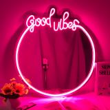 LED Neon Good Vibes Mirror Light Size-23.2 X 25.6inches