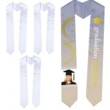 10 Pieces 60 Inches White Sublimation Blanks Unisex Plain Graduation Stole, Satin Sash Graduation Honor Stole Scarf