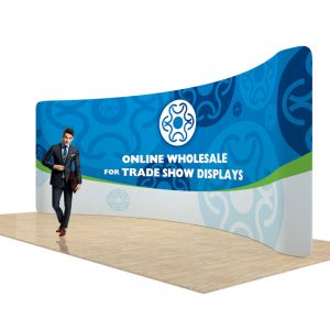 17ft Curved Back Wall Display with Custom Fabric Graphic (Graphic Included/Double Sided)