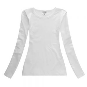 Playera Manga Larga para Mujer de Algodón en Blanco 10pcs/pack