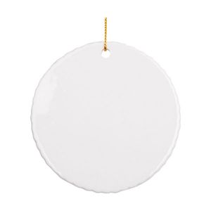 3" Round Ceramic Ornament with Small Gear