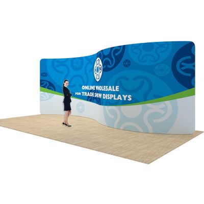20ft Serpentine Back Wall Display with Custom Fabric Graphic (Graphic Included/Single Sided)
