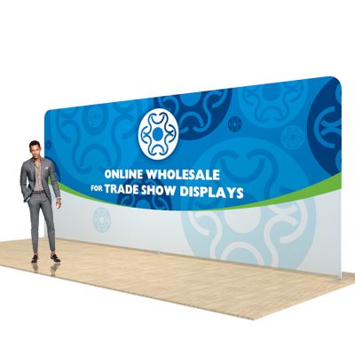 20ft Straight Back Wall Display with Custom Fabric Graphic (Graphic Included/Single Sided)