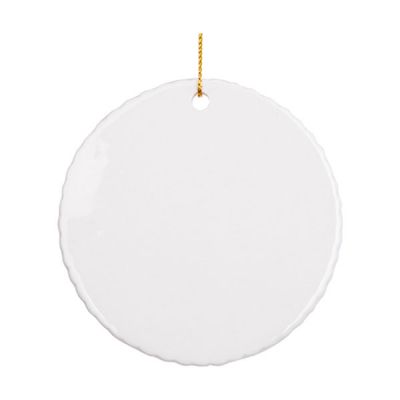 3" Round Ceramic Ornament with Small Gear